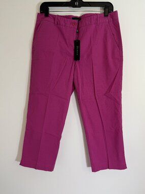 New! Talbots Pants Women 8 Signature Cotton Stretch Dark Pink 22" Capri Straight
